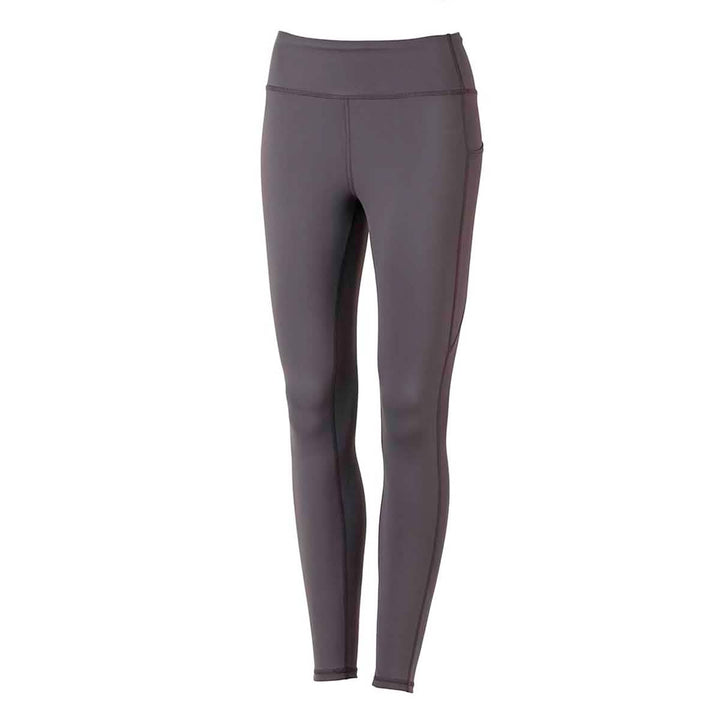 Gray GORUCK Women’s Training Leggings with a high waistband and Squat proof ToughFlex fabric, shown on a plain white background.