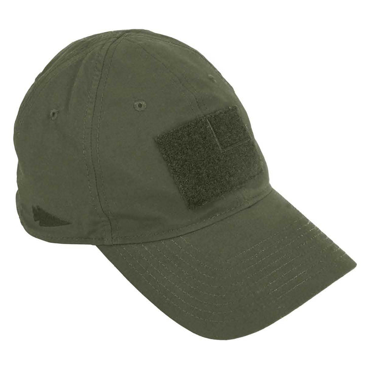 The GORUCK Performance TAC Hat - TOUGHDRY is a green hat designed with a VELCRO® patch on the front and crafted from durable ToughDry® fabric.