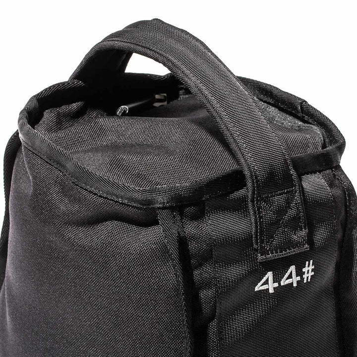 GORUCK Sand Kettlebells feature an endurance design for durability, a top handle, and zipper, and are adorned with the stitched number "4.4#" on the side in black.