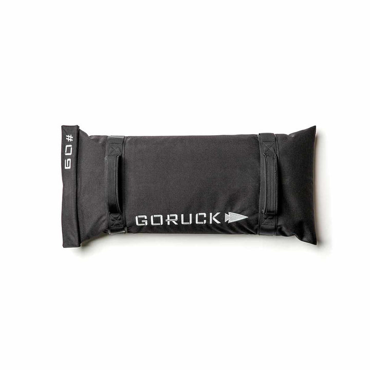 A black GORUCK Simple Training Sandbag with handles, labeled "#40," on a white background. Ideal for your home gym, it provides durability and versatility for different exercises and includes the Scars Lifetime Guarantee for enduring performance.